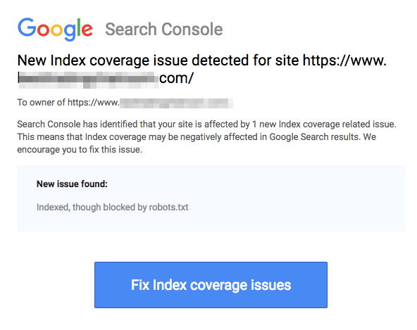 Robots index coverage detected